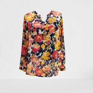 Liz Claiborne PM American Navy Multi Color Floral Top & Black Camisole NWT